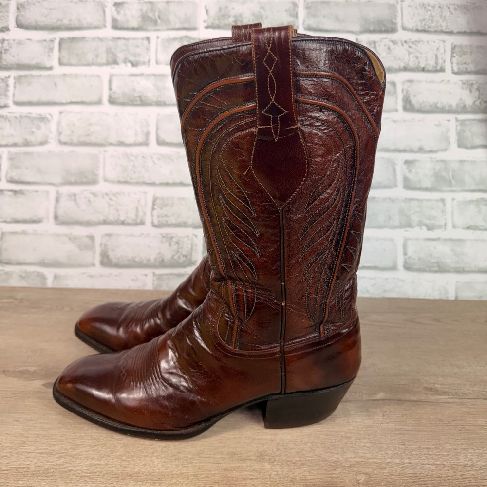 Dan Post Western Cowboy Boots Stitched Brown Mens 10.5D